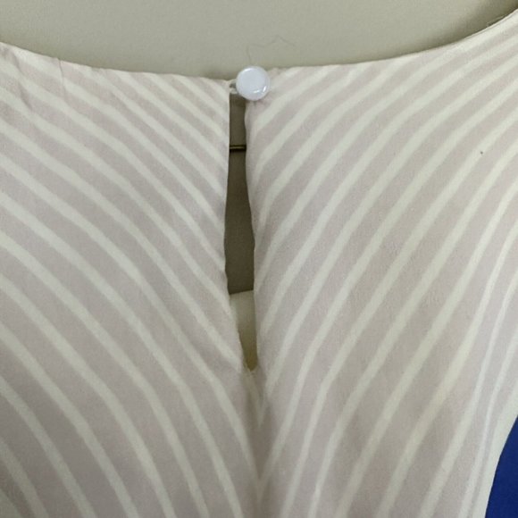 Vintage blue white dress size M Silk Fibre - Picture 5 of 9